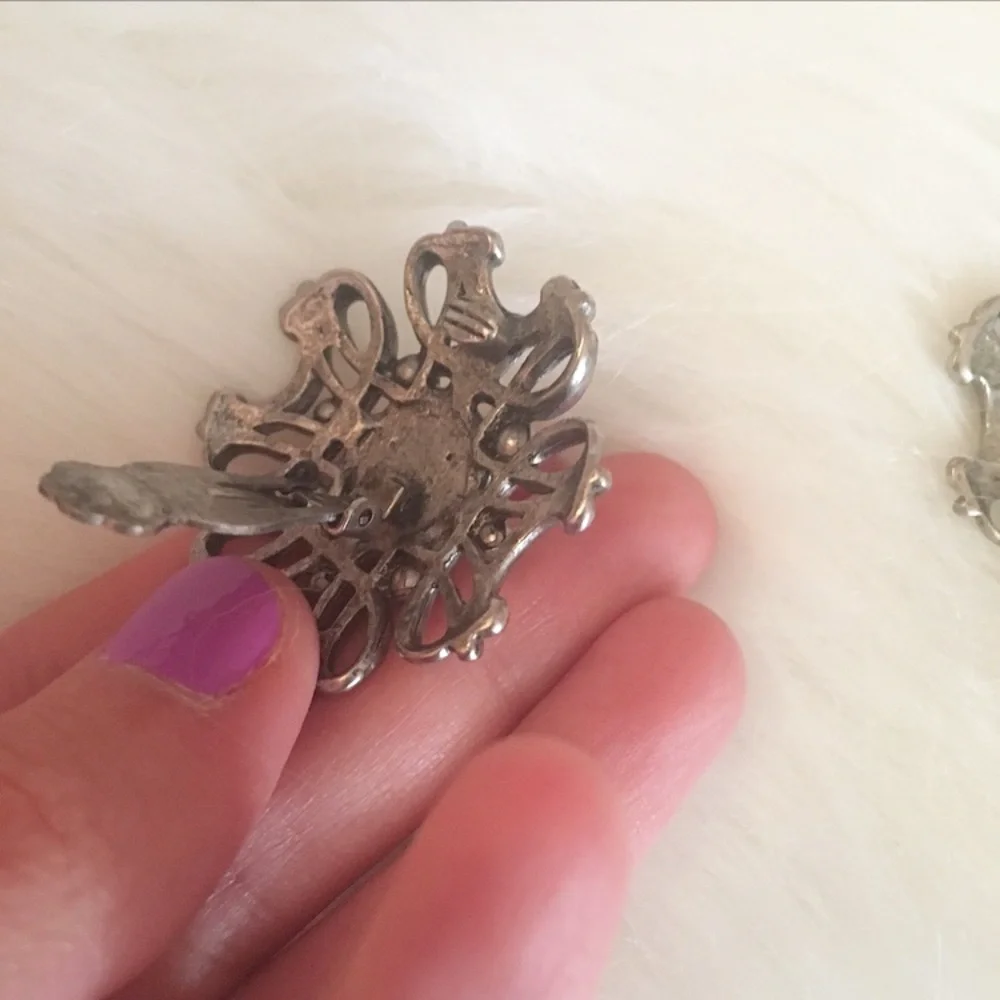 Vintage Geometric Industrial Clip On Earrings